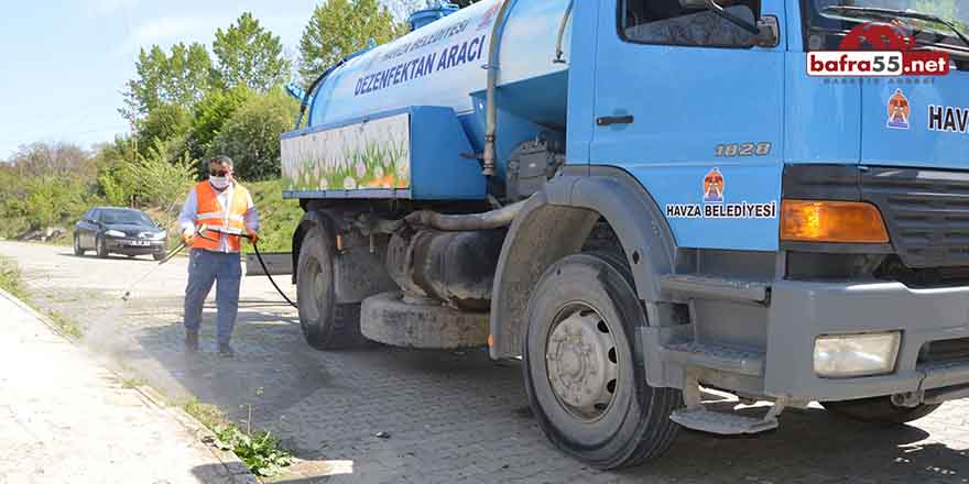 Havza'da Taksiler ve Duraklara Dezenfeksiyon Çalışması