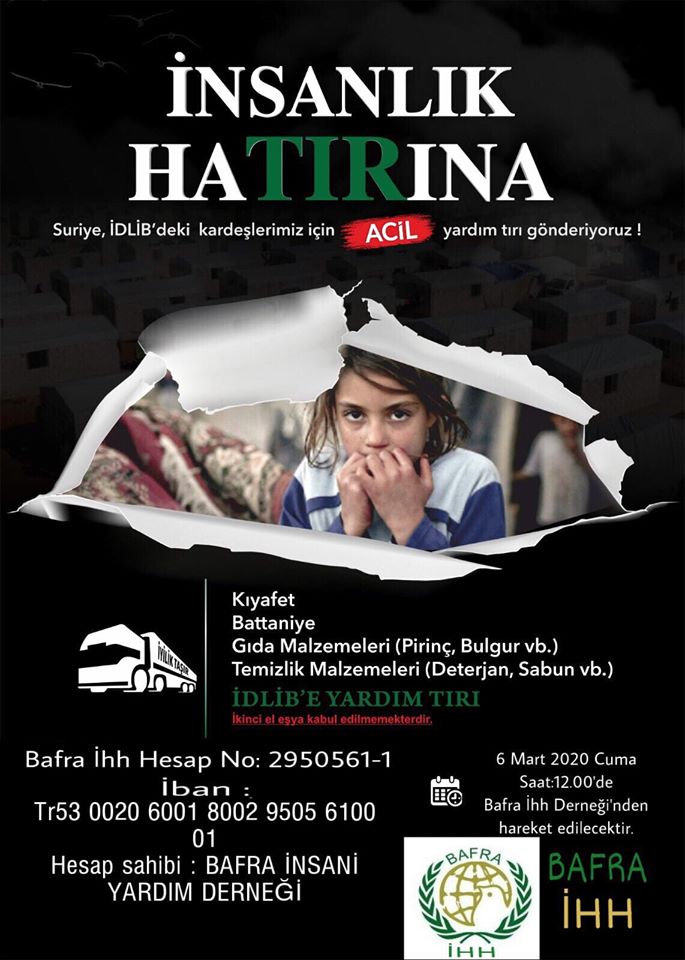 İHH Bafra İdlib'e Yardım Tırı