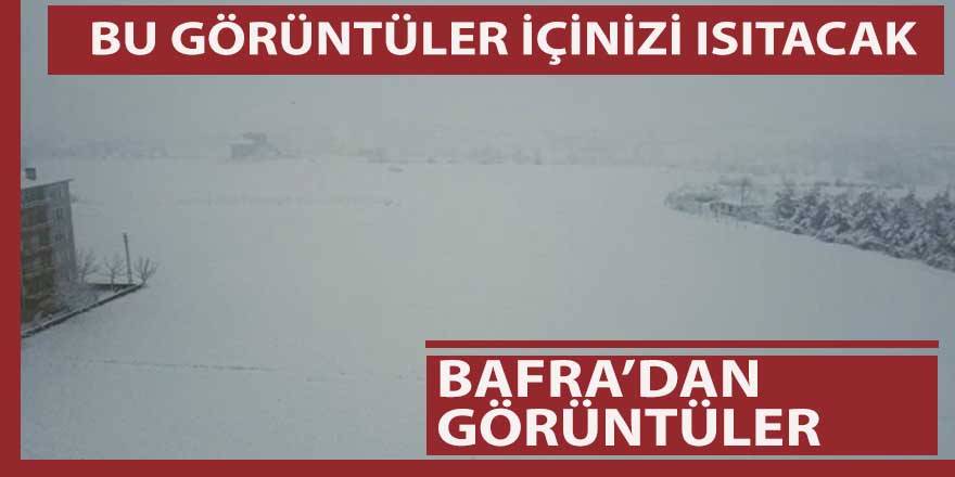 Bafra'da kar havadan böyle görüntülendi