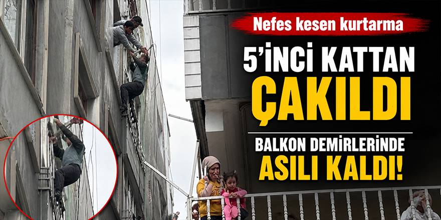 5’inci Kattan Çakıldı, Balkon Demirlerinde Asılı Kaldı